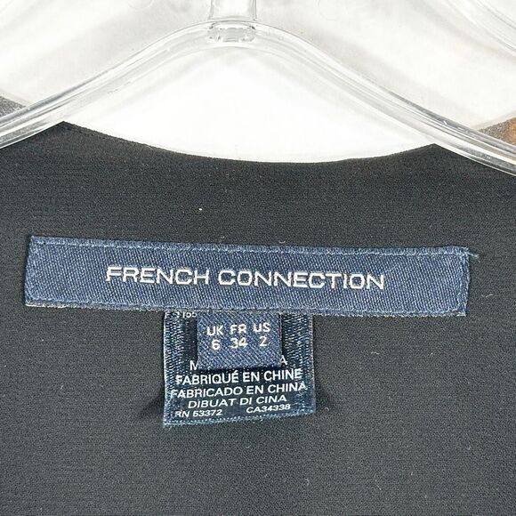 French Connection Size 2 Blazer Jacket Shrug Semi Sheer Black‎ Open Chiffon 1286 - Picture 10 of 11
